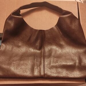 Elegant Brown Vegan Leather Women's Bag And Coin Purse